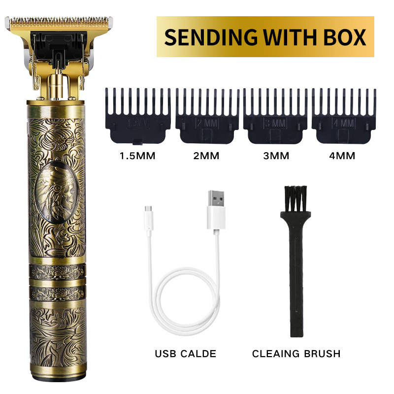 T9 Buda cabeza eléctrica Clipper empuje blanco gradiente aceite cabeza empuje tijeras cabeza profesional peluquería tallado Clipper grabado pelo Clipper