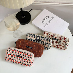 11271 Korean corduroy retro literary pen bag ins Japanese student canvas cosmetic bag storage bag