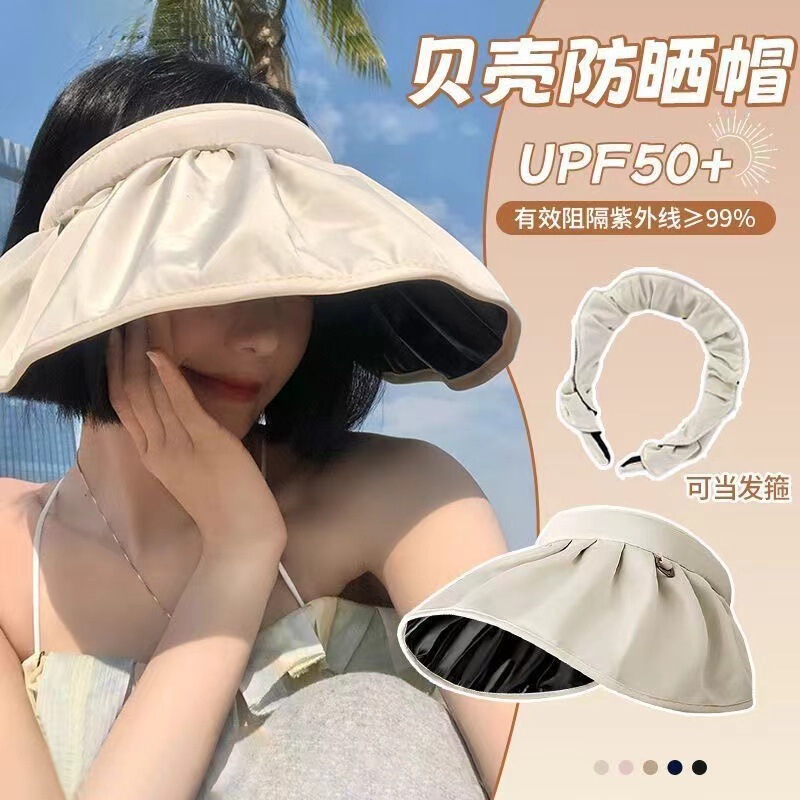 Black Vinyl Shell Hat, Open-Top Sun Hat, Uv Protection, Sun Protection Hat, Can Be Used as a Hairband, Large Brim, Fashionable for Commuting Black Vinyl Shell Hat, Open-Top Sun Hat, Uv Protection, Sun Protection Hat, Can Be Used as a Hairband, Large Brim, Fashionable for Commuting