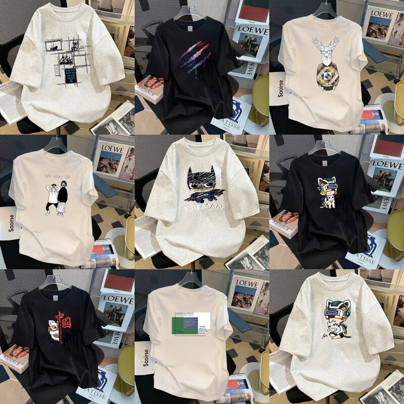 Printed Short-Sleeved T-Shirt Korean Style Men's T-Shirt Hong Kong Fashion Brand Loose Round Neck Bottoming T-Shirt Bottoming Shirt Manufacturer Wholesale Printed Short-Sleeved T-Shirt Korean Style Men's T-Shirt Hong Kong Fashion Brand Loose Round Neck Bottoming T-Shirt Bottoming Shirt Manufacturer Wholesale