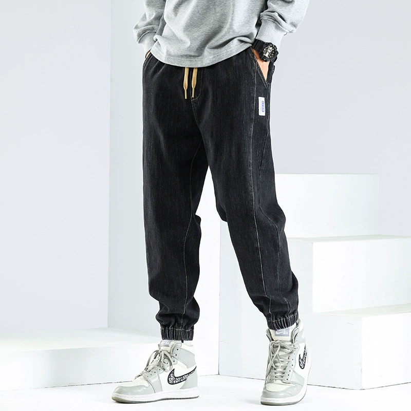 Демисезонные брюки, модные джинсы-деним, oversize, плюс размер