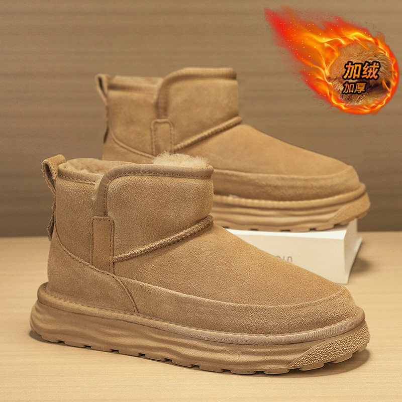 Giày bốt cổ cao nam mùa đông lót lông giữ ấm, giày da lộn chống trượt chống thấm — K55 kaki, K55 màu đen, K55 xanh