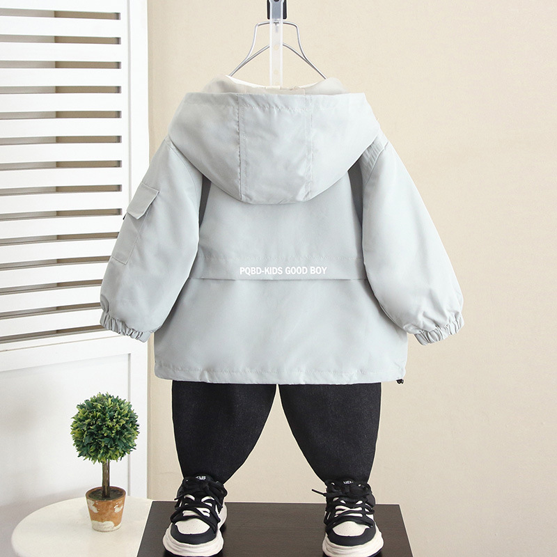 5902 Chaqueta de chaquetas para niños Primavera y otoño Top con capucha de estilo occidental para niños 2024 Nuevo estilo de moda de otoño para bebés