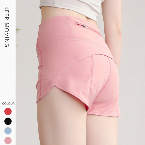 lulu new summer women's yoga sports running quick-drying breathable loose anti-exposure fake two-piece fitness shorts for women