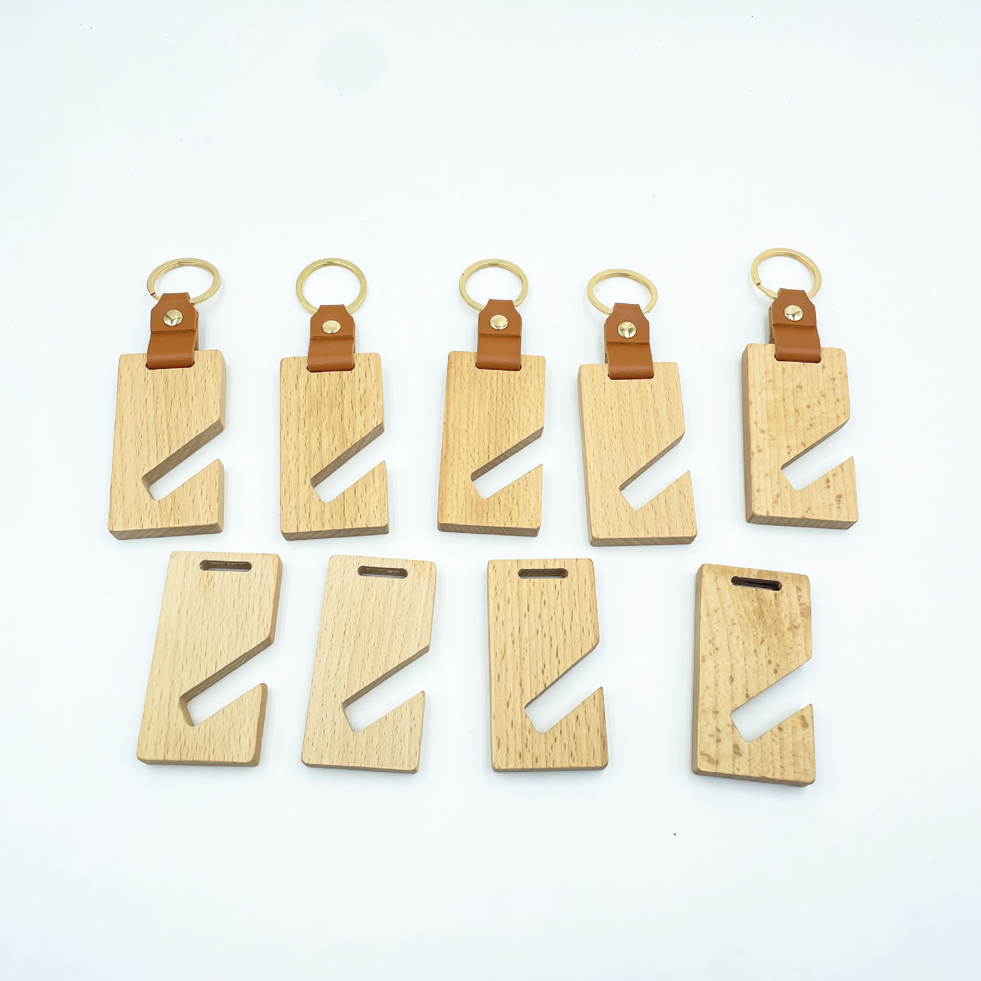Creative Lazy Mobile Phone Support Stand Tablet Phone Holder with Engraved Logo Mini Beech Leather Phone Holder