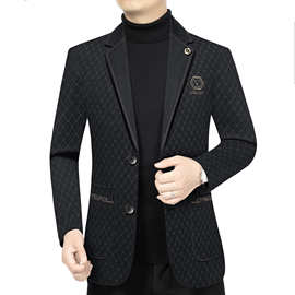 高端男士外套2024春秋季商务休闲修身公务员中青年加绒西服爸爸装