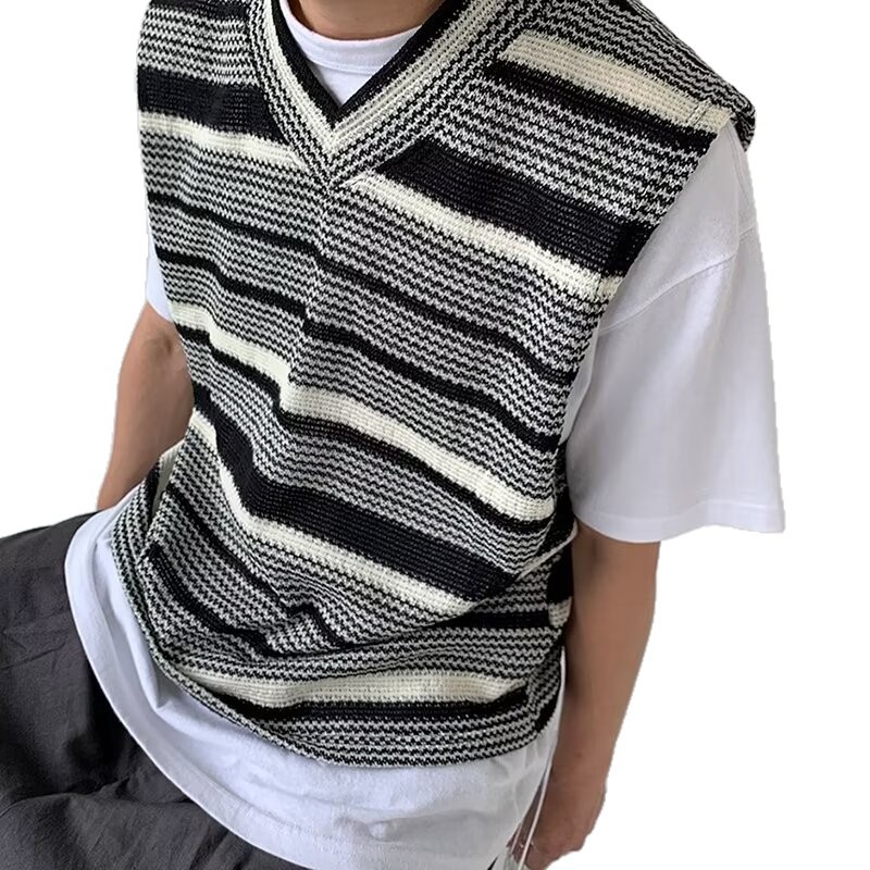 2025 primavera estilo de moda camisa de punto hombre pareja bf estilo de escuela chaleco de lana chaleco de hombro sin mangas