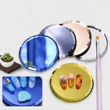 1Pc Mirror Empty Nail Art Palettes Plate Round Glass Nail跨