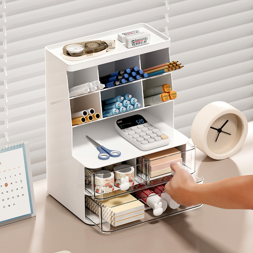 Desktop pen holder multifunctional office children's storage rack student desk organizer box storage box cute pen holder