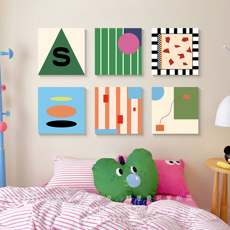 Dopamine INS-style bedroom set decorative painting abstract color living room wall hanging minority art desktop accent piece