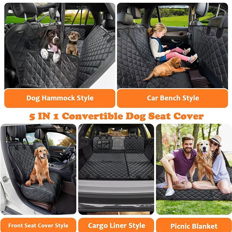 Car rear seat pet cushion, 3-in-1 detachable car seat cushion, thickened 600D Oxford cloth car pet mat