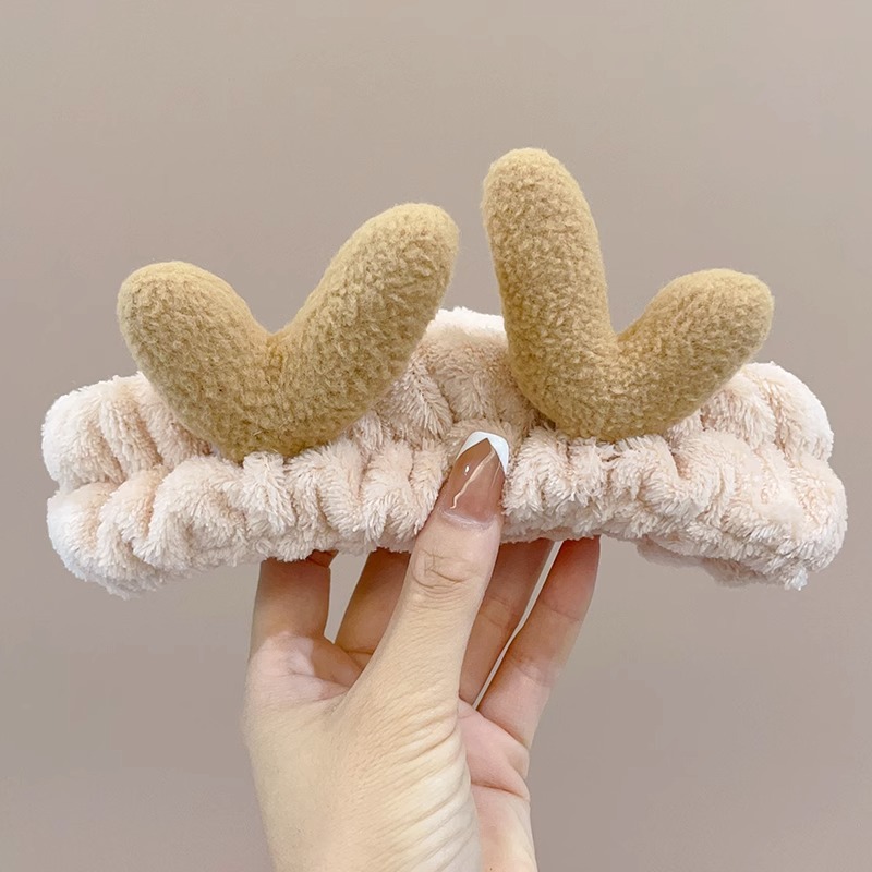 Ciervo blanco mismo estilo oso cara lavado banda de pelo máscara facial especial diadema antideslizante presión banda de pelo todo partido horquilla tocado