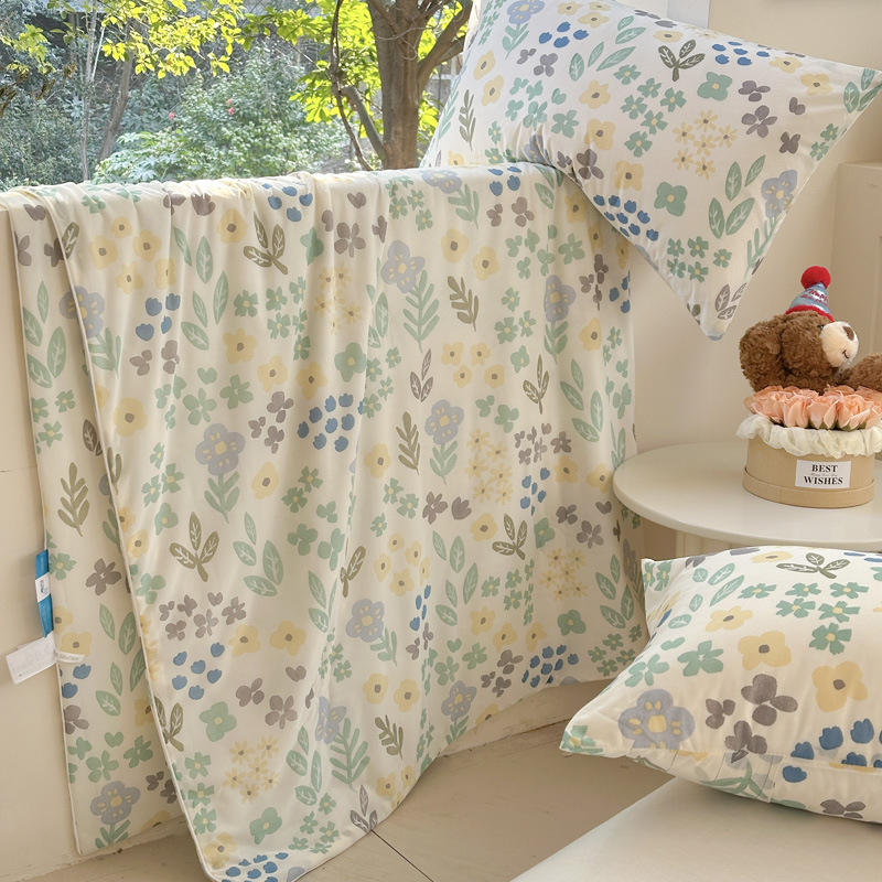 Sensación fresca de verano, seda helada, edredón fresco de verano, edredón de aire acondicionado, edredón delgado doble, dormitorio de estudiantes, edredón de verano, lavable a máquina