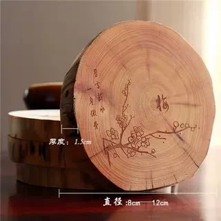 批发可DIY木质工艺礼品太行崖柏雕花茶杯垫隔热垫工艺品通用摆件