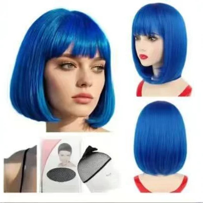 Nuevo tipo de clavícula de longitud media y longitud natural de cabello recto completo tipo de cabeza de clavícula de toda la parte superior de la peluca de simulación ligera