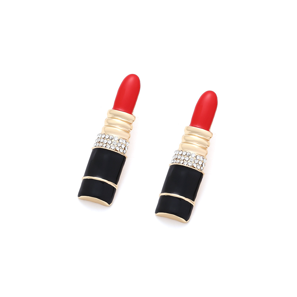 Women's Gender 1 Pair Novelty Lipstick Enamel Alloy Rhinestones Ear Studs