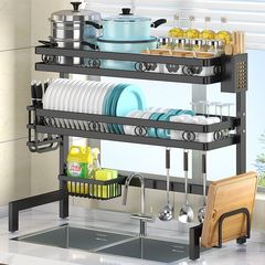 キッチン家庭用多機能排水ラックカウンタートップボウルとプレート収納ラック食器洗いラックアイテム収納ラック