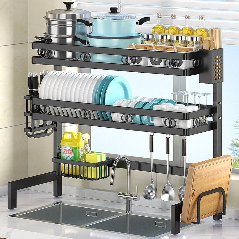 キッチン家庭用多機能排水ラックカウンタートップボウルとプレート収納ラック食器洗いラックアイテム収納ラック|undefined