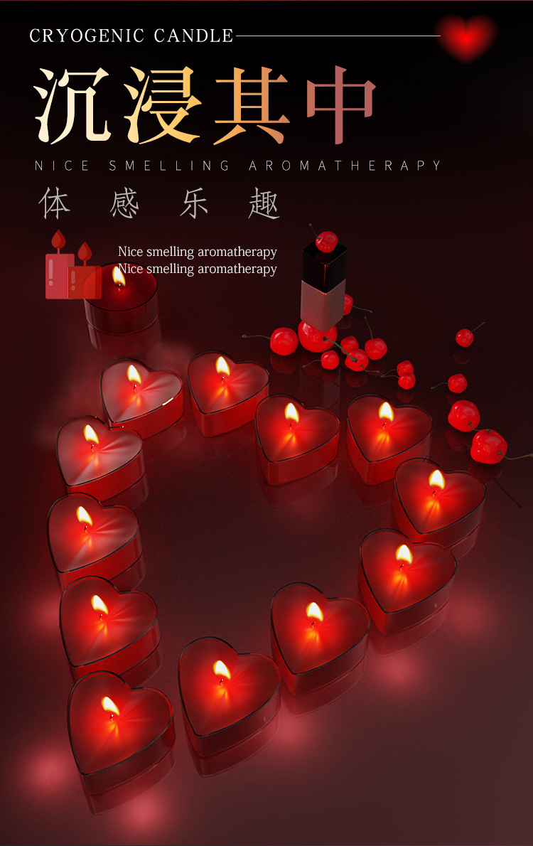 Low-Temperature Massage Candle in Heart Purple, Soy Wax Adult Couple Sensory Accessory — detail image 4