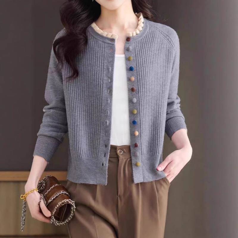Trendy Ruffled Sweater Cardigan for Women, Autumn 2025 New Short Knitted Cardigan for Spring and Autumn