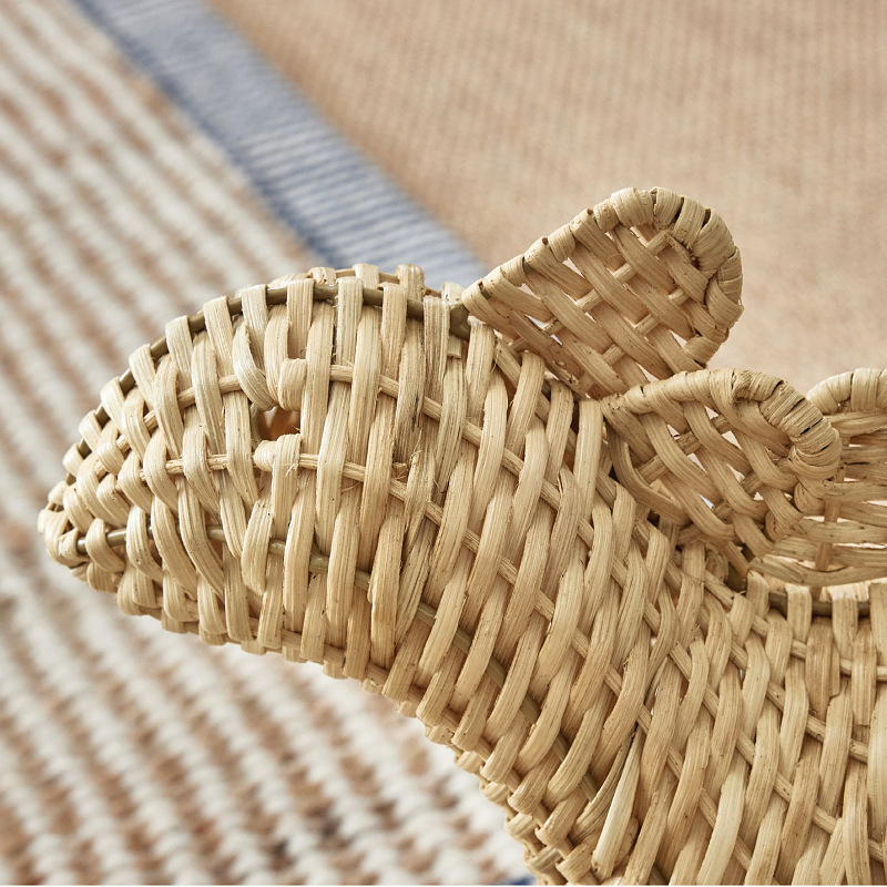 Cestas de tejido a mano nórdicas cubiertas de banda de caña de dibujos animados ropa caja de juguetes cestas de caña indonesia