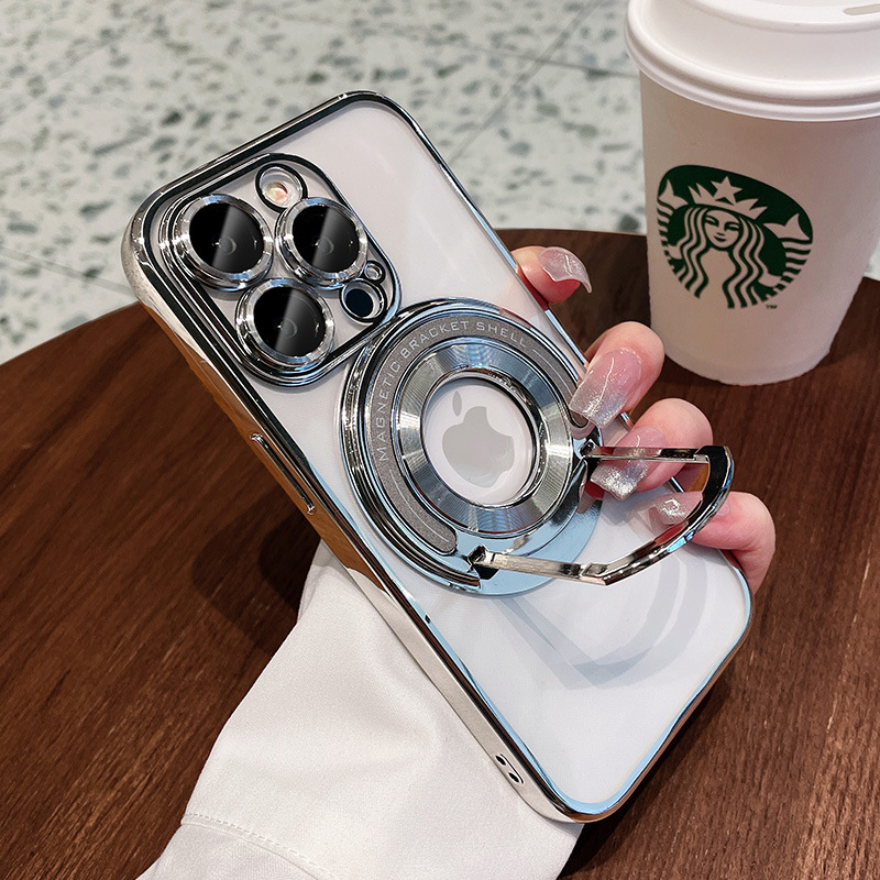 Görünmez braketli Apple 16 cep telefonu kılıfı, iPhone 15 için uygun manyetik emişli, lens filmi ve 14 ProMax koruyucu kapaklı. - 8
