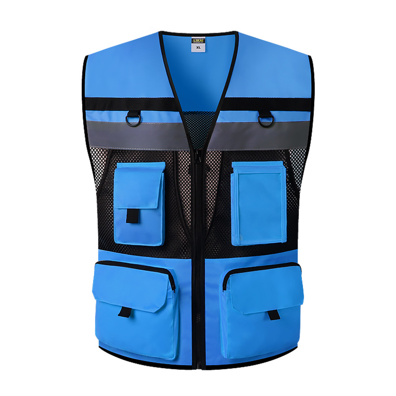 likai chaleco reflectante de tráfico de carretera chaleco ventilado construcción patrulla ropa reflectante impresión multibolsillo ropa de seguridad