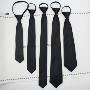 Tie Men's Zipper Formal Wear Black Glossy Knot-Free Lazy Women's Long and Short Narrow Version Student Casual One Pull