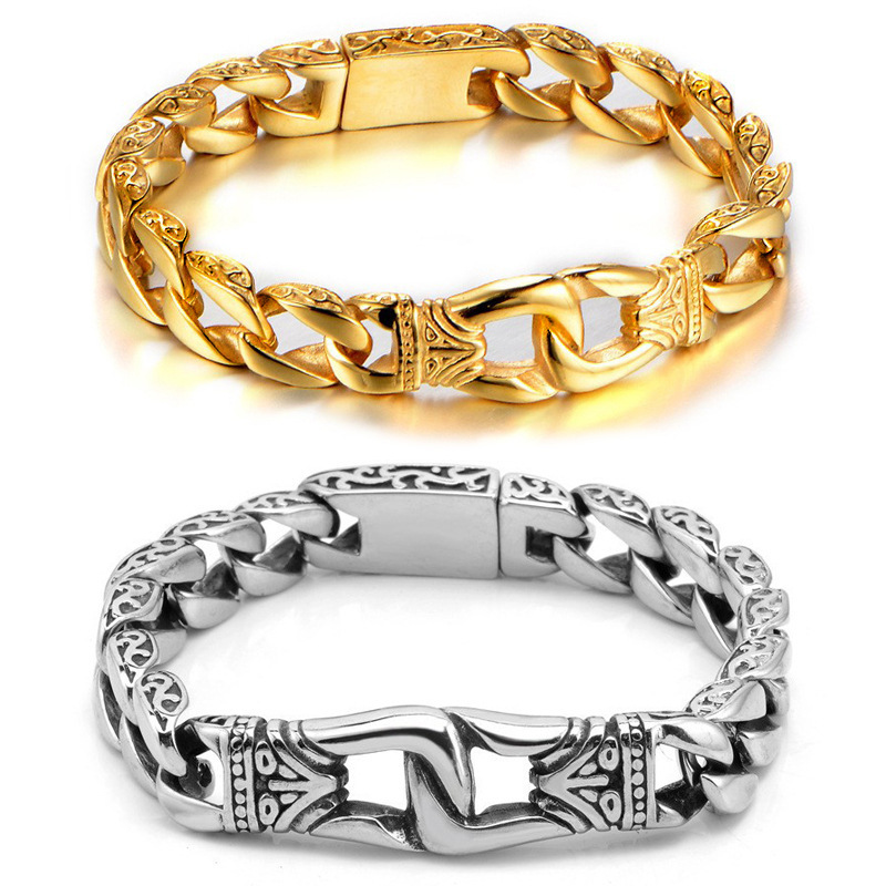 Longrui Amazon Retro Totem Cuban Bracelet European and American Creative Men's Hip-Hop Keel Bracelet Manufacturer Wholesale