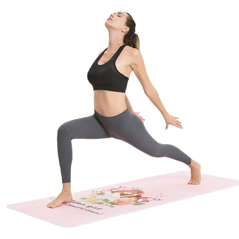 Alfombrilla de yoga de gamuza ensanchada ultrafina de 1,5mm Alfombrilla de goma con estampado de goma Alfombrilla antideslizante para ejercicios de salto de cuerda de fitness