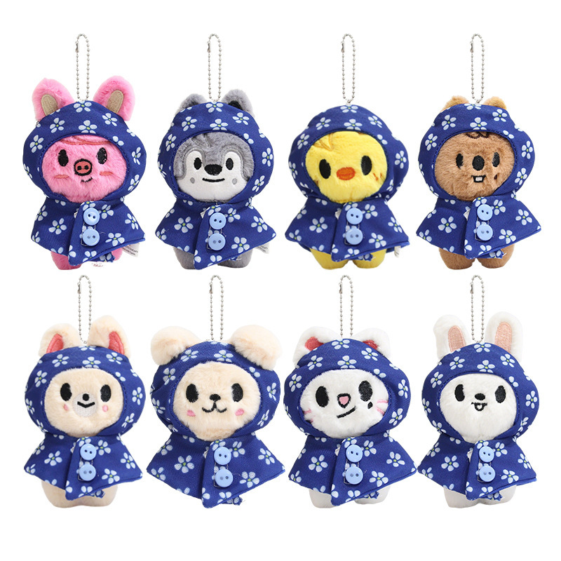 Korean Celebrity Style Blue and White Floral Raincoat Cape Plush Doll Pendant Cute Floral Small Rain Poncho Doll Outfit Korean Celebrity Style Blue and White Floral Raincoat Cape Plush Doll Pendant Cute Floral Small Rain Poncho Doll Outfit