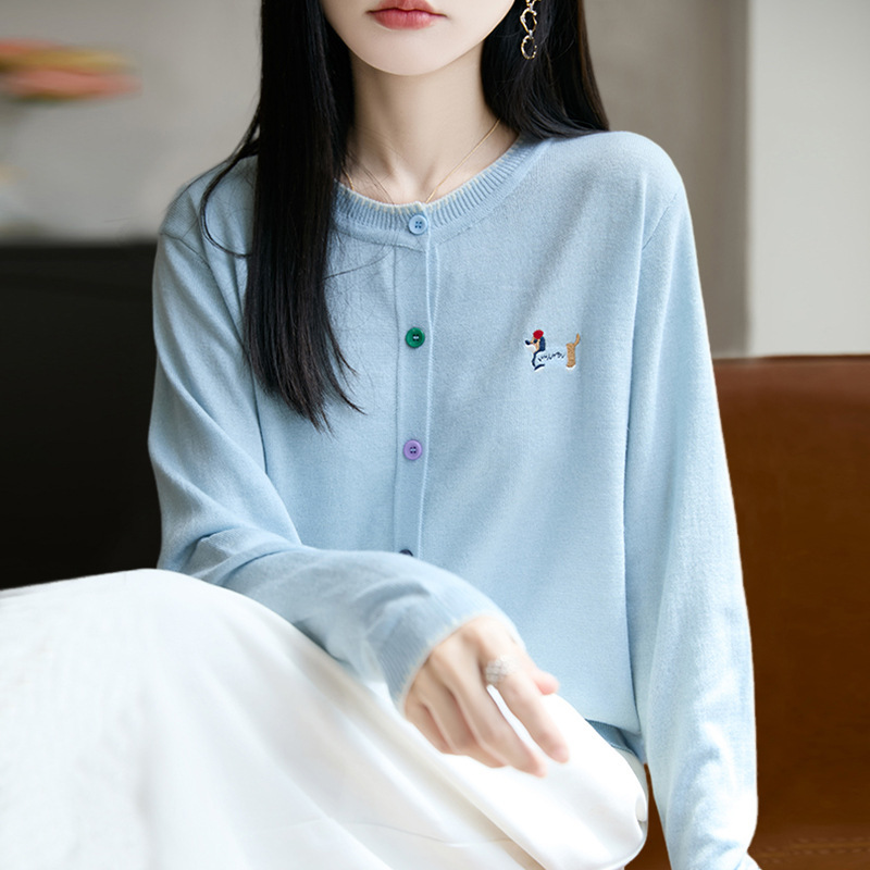 圆领针织开衫女宽松外搭2025年秋季新款洋气时尚百搭毛衣外套上衣|undefined