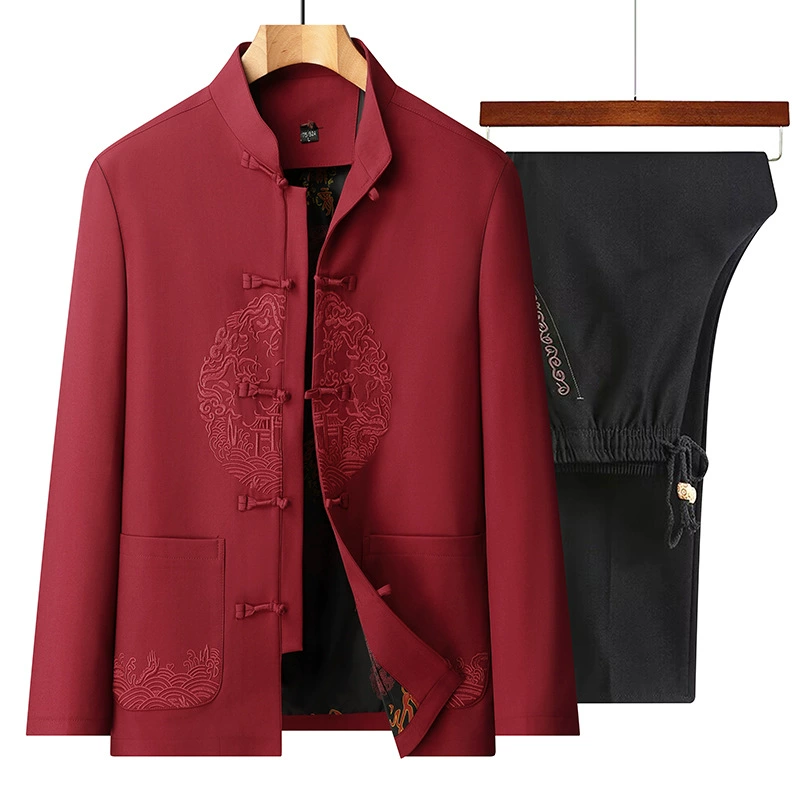 Китайский стиль весна и осень, мужское пальто с длинными рукавами дедушка