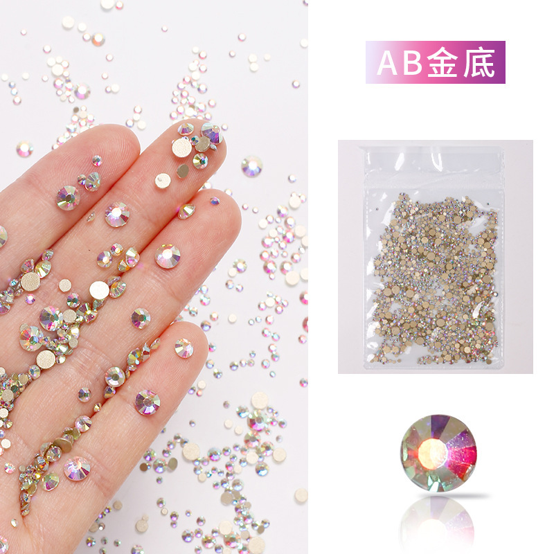 평평한 바닥 드릴-AB 컬러 골드 바닥 (약 1440)