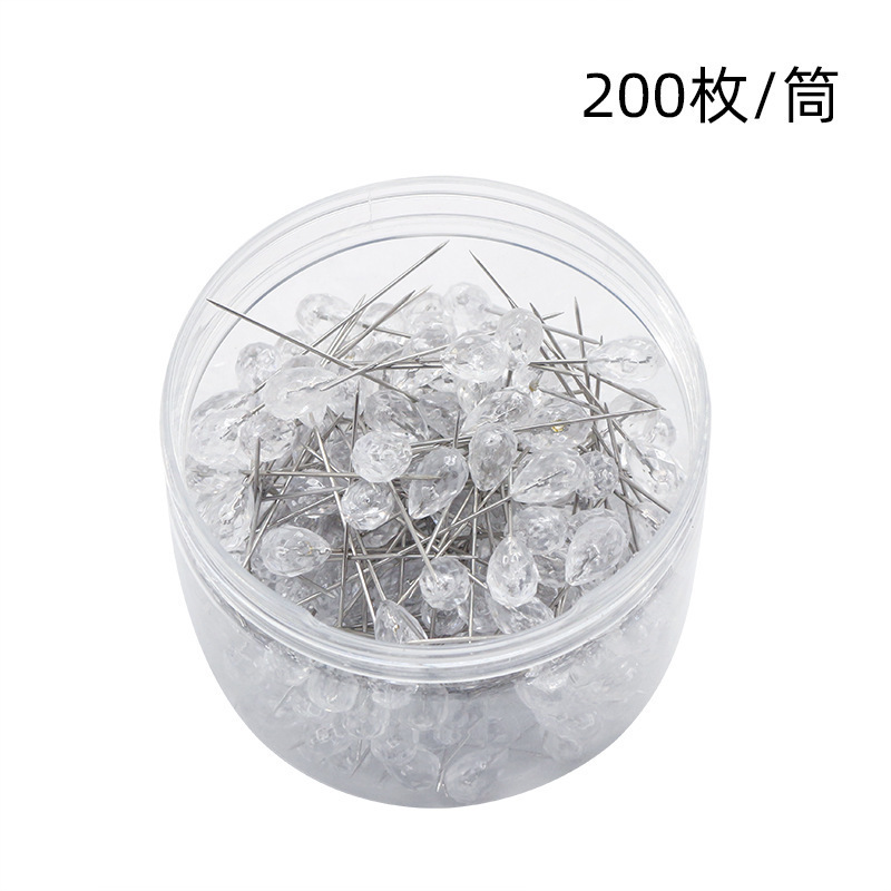 Aguja de diamante en forma de pera transparente posicionamiento de ropa en caja alfiler broche de alfiler grande transparente en forma de pera posicionamiento de alfiler recto