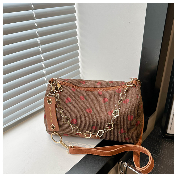 Korean version Instagram fashion cute girl pillow bag 2024 summer new simple casual corduroy single shoulder diagonal_voghion.com