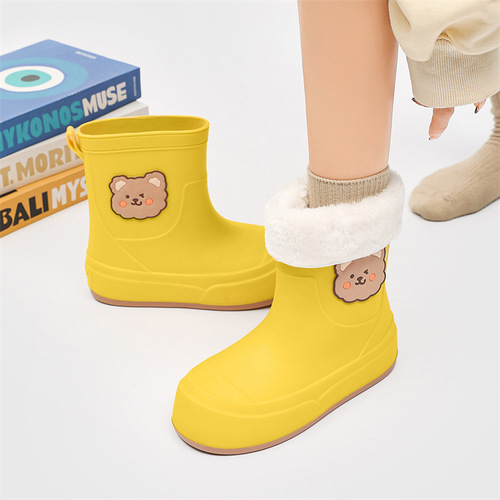 Cross-border fashion rain boots for women, small bear versatile rain boots, sweet style, outerwear water shoes, slip-resistant kitchen rubber shoes for women