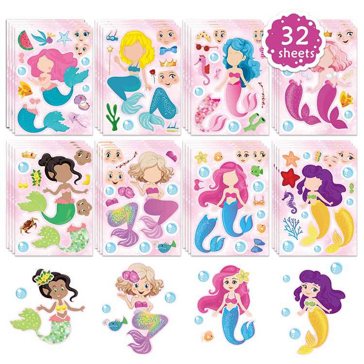 Hacer una pegatina de sirena Regalo de fiesta de sirena haciendo su propia pegatina de sirena