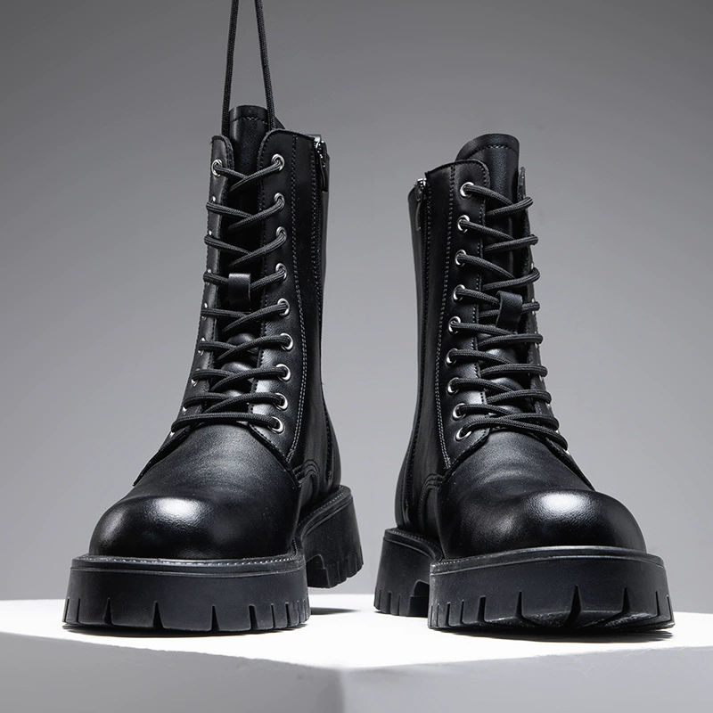 Ботинки Martin с толстой подошвы мужские плюс бархатные британские ботинки Челси повседневные мужские кожаные ботинки тренд теплые хлопчатобумажные ботинки