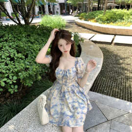 （专属）大码法式茶歇碎花连衣裙女2026新款夏季裙子肚显瘦字短裙