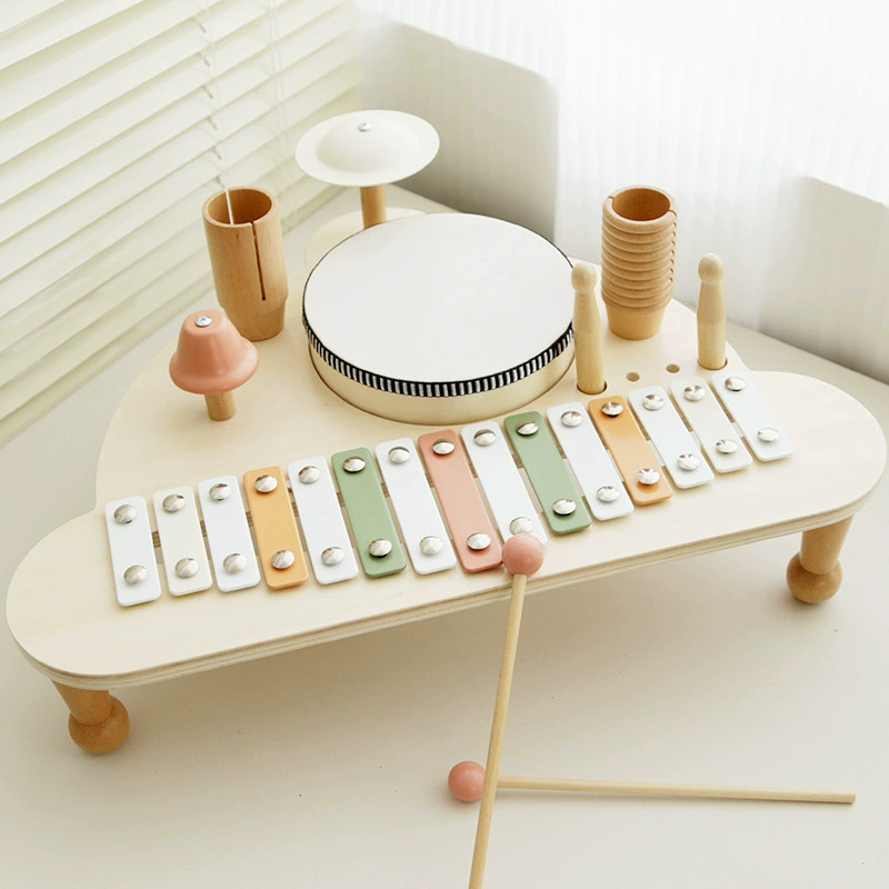 Деревянная многофункциональная ударная установка музыкальная станция ударные ударные инструменты детские развивающие игрушки 1-3 года подарок на день рождения