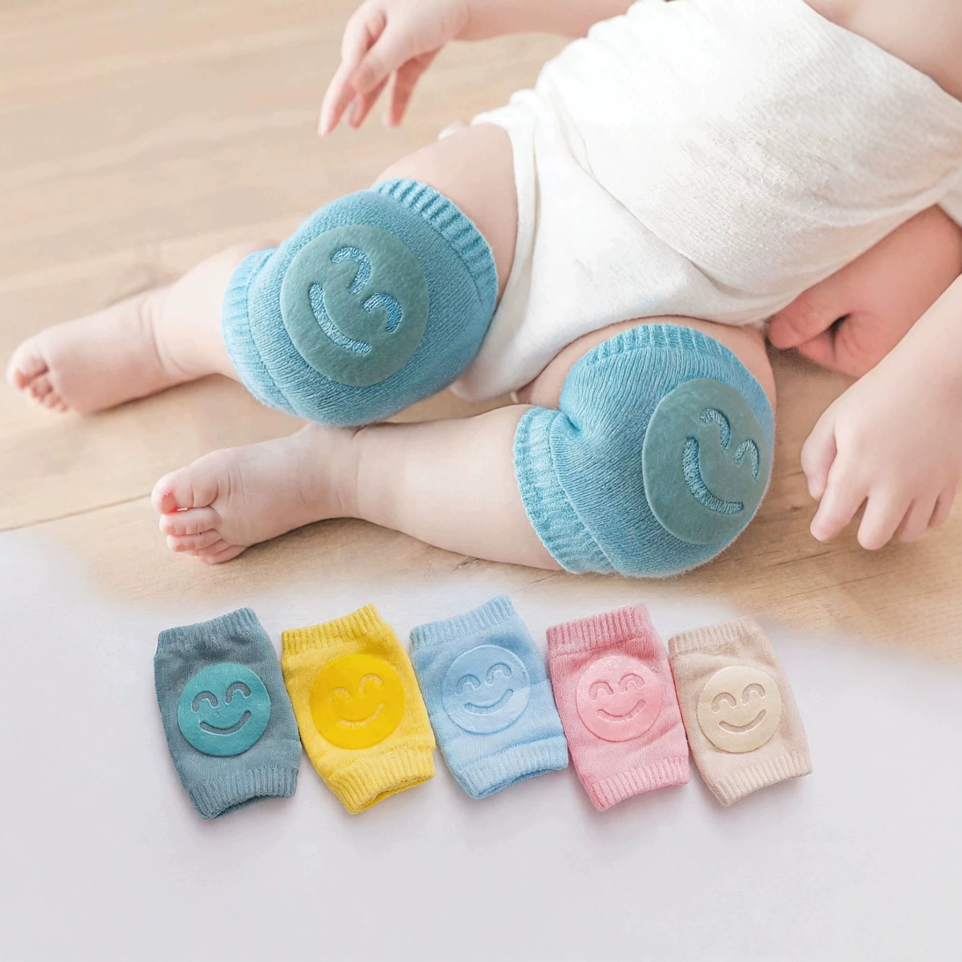 2026 New Terry Baby Socks, Elbow Protectors, Crawling Knee Protectors for Toddlers, Children's Knee Protectors, Smiley Face Knee Protectors