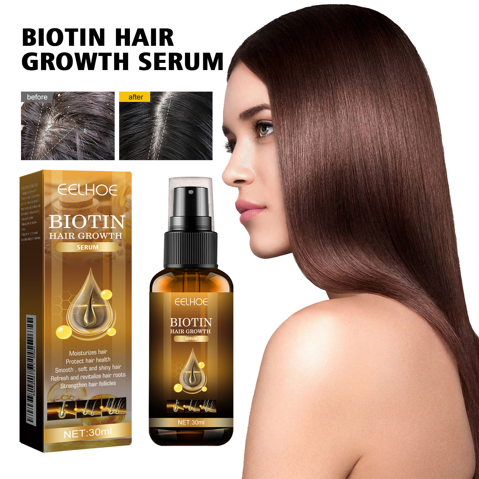 EELHOE Biotin Hair Care Spray Repair Nourishing Soft Hair Gloss Daily Care