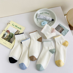 Women's Spring and Summer New Color Stripe Short Calf Socks, Casual Low Top Ankle Socks, Simple and Versatile Boat Socks, Drop Ship One Piece