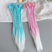 儿童发辫接发带夹彩色发夹延长女孩串珠发饰编织假发生日派对装饰