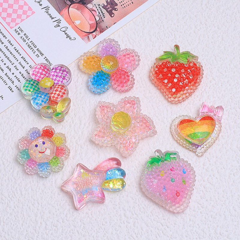 Highly Transparent Glitter Strawberry Cartoon Handmade DIY Jewelry Cream Glue Resin Small Accessories Hole Shoe Buckle Material Package Highly Transparent Glitter Strawberry Cartoon Handmade DIY Jewelry Cream Glue Resin Small Accessories Hole Shoe Buckle Material Package