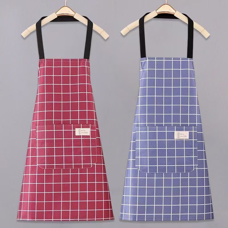 Fashionable Women's Waterproof Kitchen Apron, Checkered Workwear_voghion.com