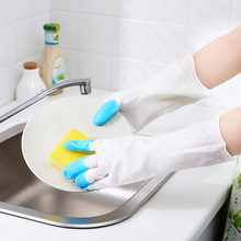 现货白色炫指洗碗手套塑胶防水耐用厨房刷碗洗衣服胶皮清洁家务