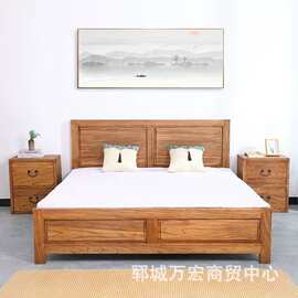 中式老榆木床卧室双人床单人床老榆木风化板老门板实木床
