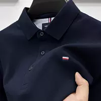 Luxury cotton long-sleeve t-shirt for men - fashionable casual polo shirt with turn-down collar, plus size available, breathable and minimalist base layer for autumn, trendy style